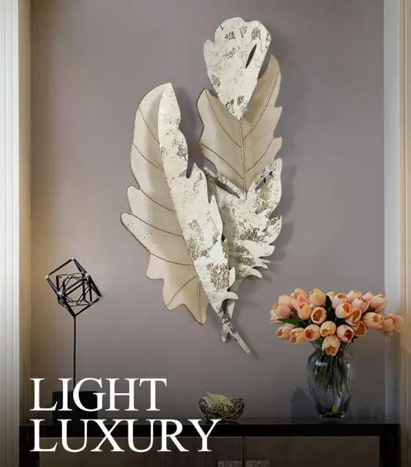 

American Wrought Iron Leaf Wall Ornaments Crafts Decoration Restaurant Wall Mural Ornaments Livingroom Home Wall Sticker Crafts