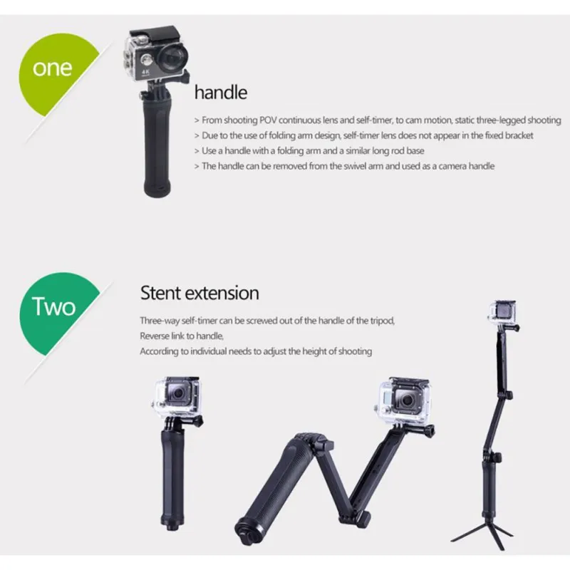 3 Way Grip водонепроницаемый монопод селфи палка Спортивная камера штатив кронштейн Складная подставка для Gopro Hero 5 6 4 для Xiaomi yi 4K7