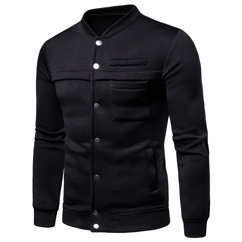 

New Arrival Men's Hoodies Fashion Male Bomber Jacket Slim fit Solid Color Sweatshirt Hoody Casual Stand collar Jackets for Men