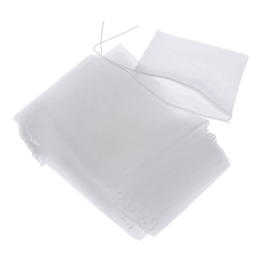 50PCS Drawstring Nylon Mesh Soup Bags, Straining Herbs Cheesecloth Bags, Coffee Tea Brew Bags, Soup Gravy Broth Stew Bags