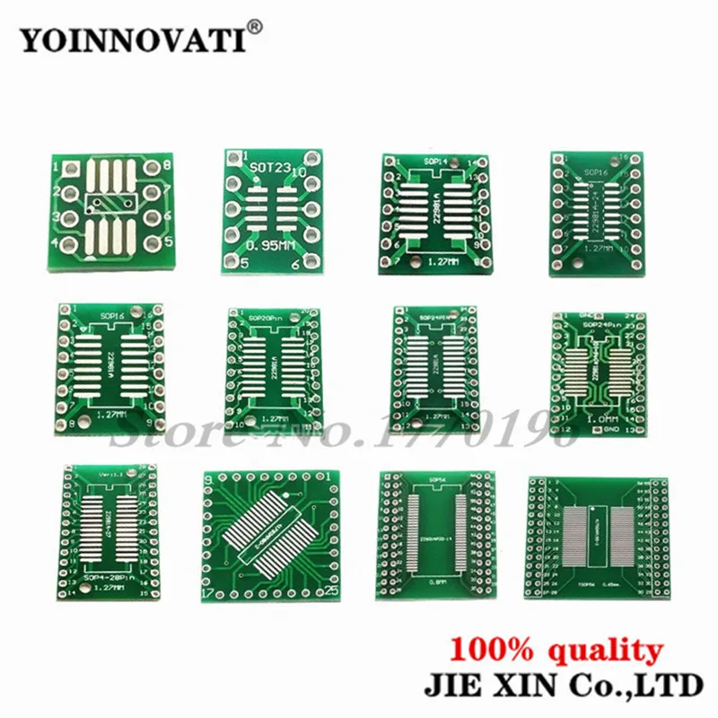 50 Pz Scheda Pcb Smd Girare In Dip Adattatore Convertitore Piastra Sop 8/16/14/20/24/28P Sot89 Sot23 Sot223 A Dip Sop/Msop/Tssop