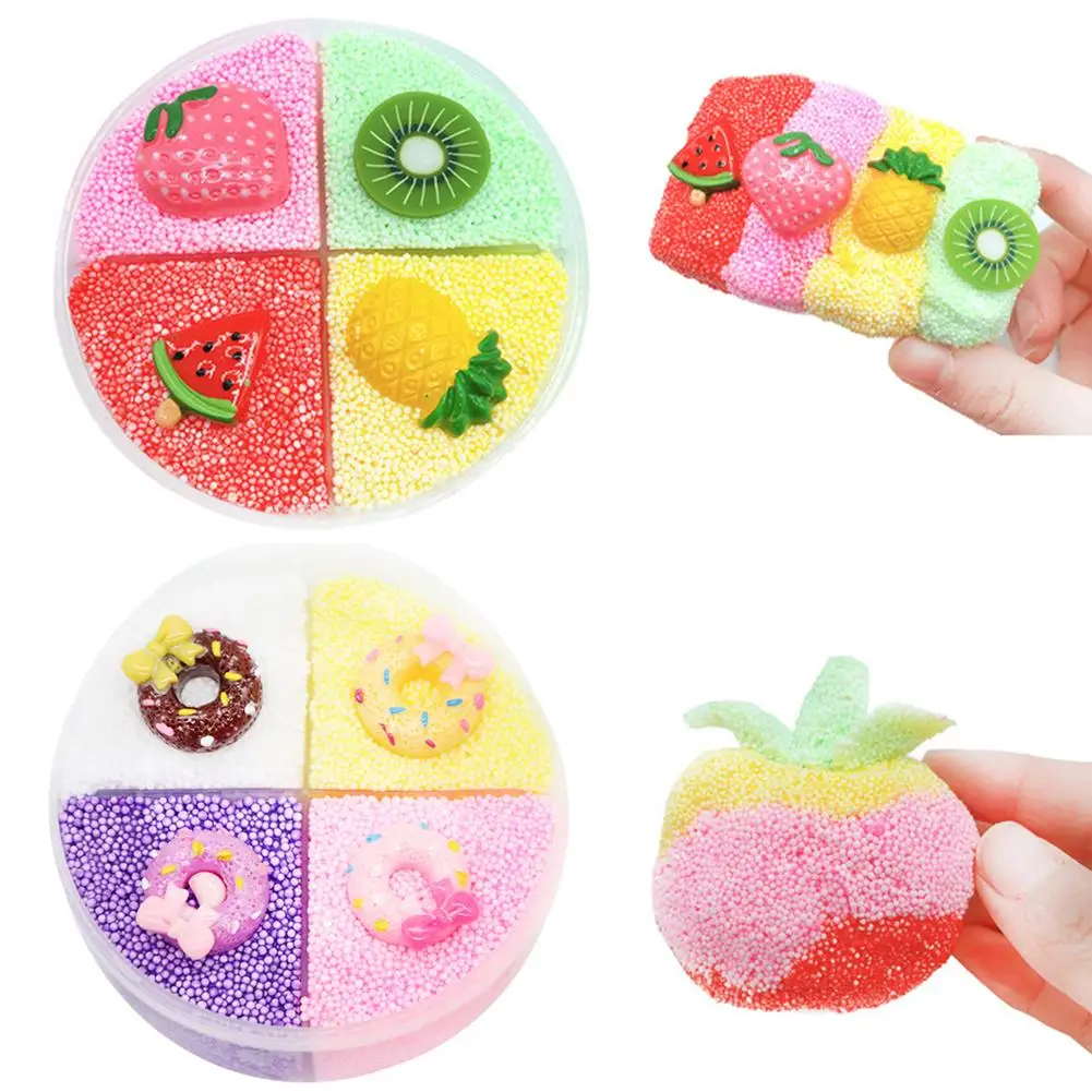 

120ML Kids Slime Toy Fruit Doughnut Biscuit Animal Slime Mud Clay Sludge Putty Stress Reliever Toy Soft
