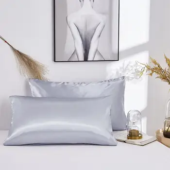 

Polyester Cool Soft Pillowcase Pillow Case Real Silk Cover Home Decoration Cozy Silk Pillowcase Standard Silk Solid Color