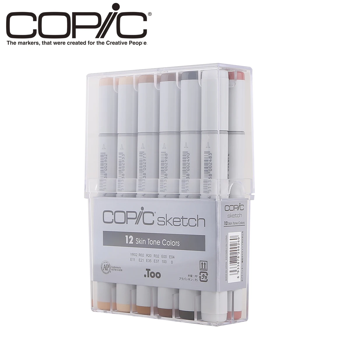 JP Copic Sketch Markers 12/24/36/72 color,fast drying,non-toxic  markers,Durable polyester nibs,Available in several color sets