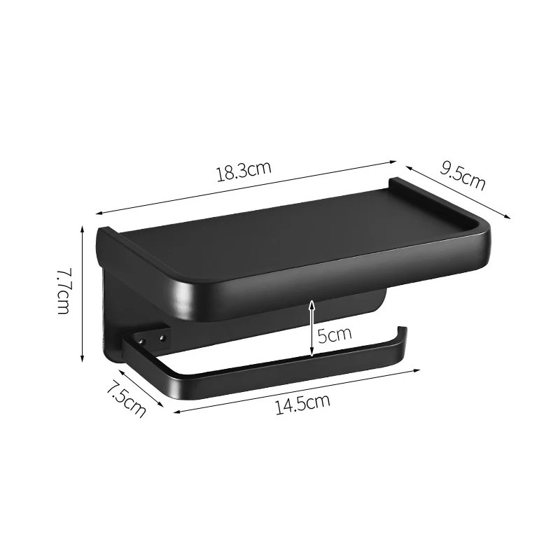 Matte Black Space aluminum Toilet Paper Holder MOLI Self-adhesive Punch-free Bathroom Mobile Holder Bathroom Hardware Set ML609 toilet paper holder