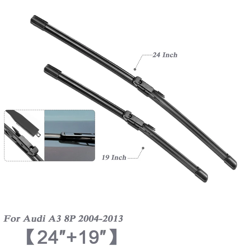 For A3 04-13 2" 26" стайлинга автомобилей U Безрамное Bracketless резиновые лезвия очистителей лобового стекла автомобиля для Audi A3 8P 8U A1 A4 A5 A6 A7 Q2 Q3 Q5 Q7 TT - Цвет: For A3 04-13
