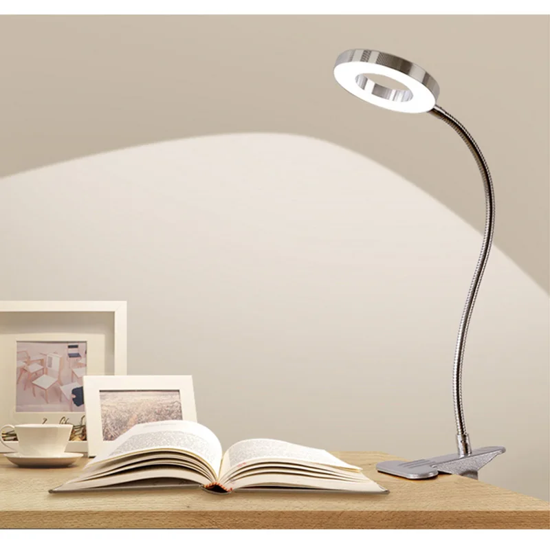 LED Desk Lamp 5W Eye-protected USB Table Lamp Clip On Light with Switch 9-Levels Brighness & 3-Levels Colors For Reading Working 2