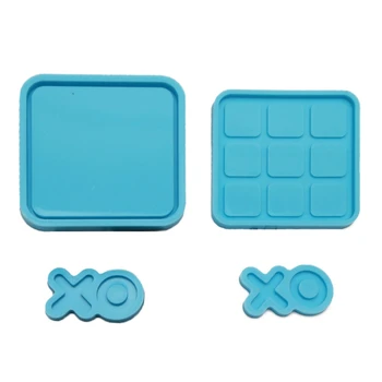 

4 Pack Tic Tac Toe Game Board and X O Silicone Molds Set Epoxy Resin DIY Craft Mold for Christmas Night Art Crafts Tools