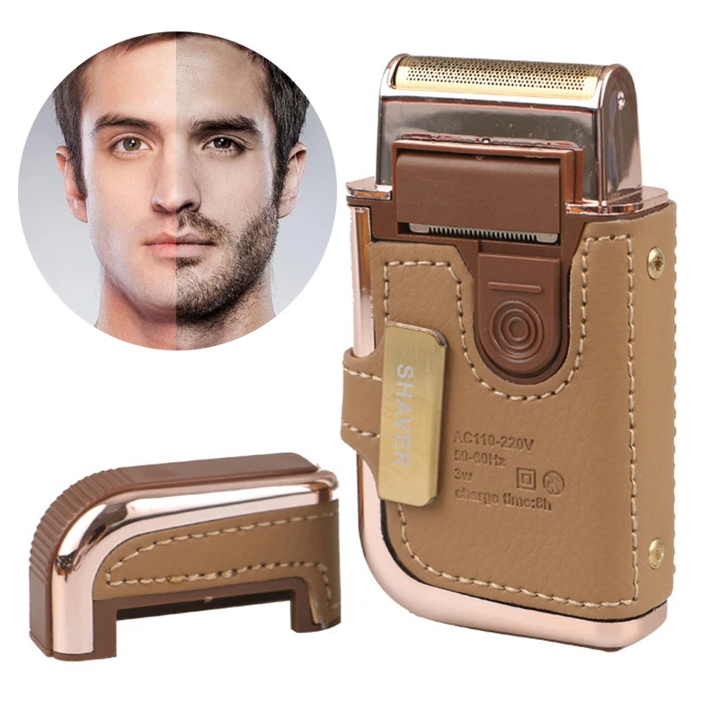 

2 in 1 Men Electric Shaver Razor Vintage Leather Beard Trimmer Rechargeable Mustache Beard Trimmer Shaving Machine for Men