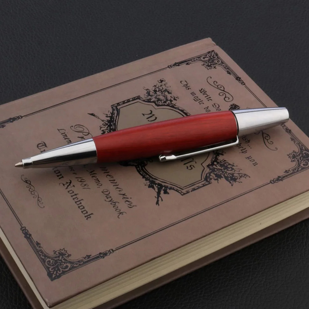 ChouXiongLuWei fat short Clip Ballpoint Pen Red Wooden Silver