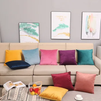 

Velvet Pillows Cover Square Cushion Cover Home Decor Pillows Decorative Throw Solid Color Pillowcase soft solid pillowcase