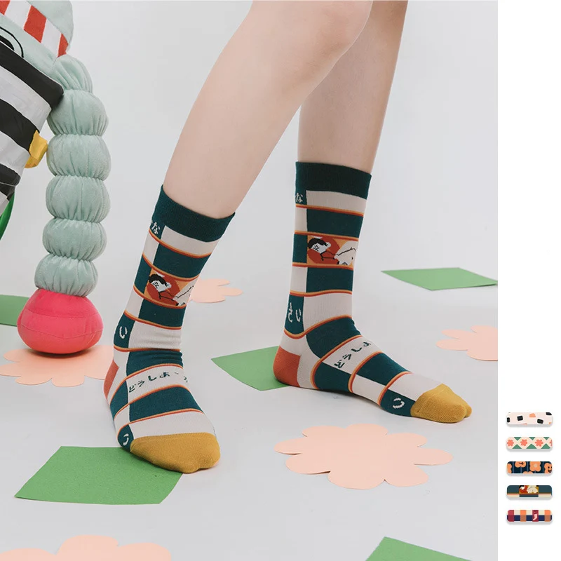 Носки унисекс с рисунком из мультфильма; с круглым вырезом мужские носки Женская мода; Новинка; индивидуальная дезодорант Для женщин носки дышащие носки