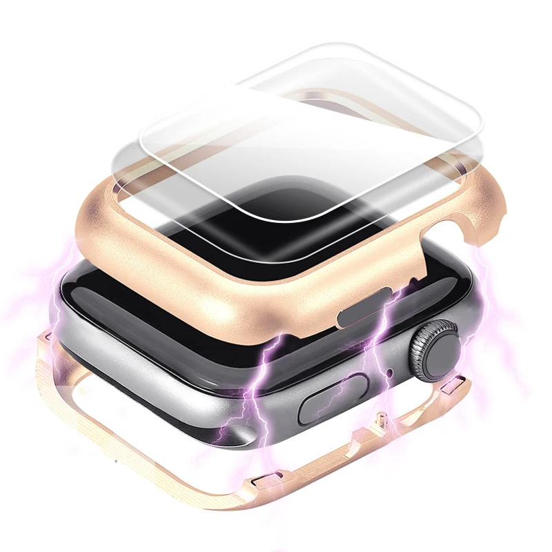 Чехол для часов для Apple Watch, чехол 5, 4, 3, 44 мм, 40 мм, Магнитная крышка, защита от падения iwatch, ремешок 42 мм, 38 мм, Защитное стекло для экрана