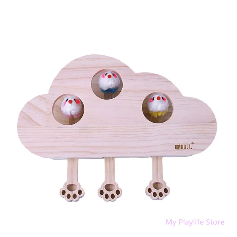 Mouse Кошка игрушки для домашних животных из цельного дерева кошка игрушка-головоломка Интерактивная 3 отверстиями забавный кот Охота Мышь хомяк Stick Секс игрушки для домашних животных Товары для кошек C42 - Цвет: Mouse