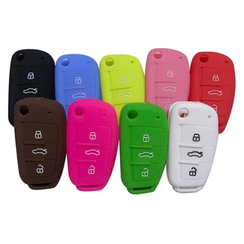 

silica gel Folding Remote Flip Car Key Case Shell Fob For Audi A2 A3 A4 A6 A6L A8 Q7 A5 Q3 Q5 C5 C6 B6 B7 B8 80 S6 Key Fob Case