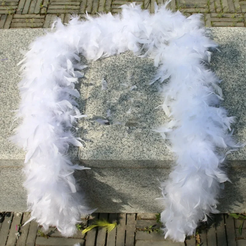 2Meters Super Thicken 80Gram Chandelle White Turkey Feathers Boa Plume Trim Feathers for Crafts Plumas Carnaval feather decor