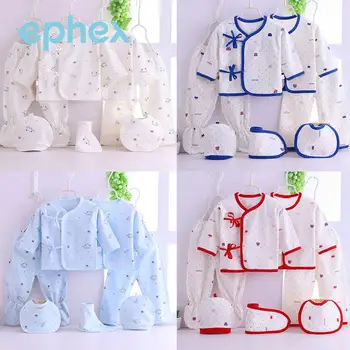 

Ephex Cute Pure Color Summer Baby Underwear Set Casual Animal Pattern Infant Baby Cartoon Jumpsuit Skin-Friendly 7pcs Indoor