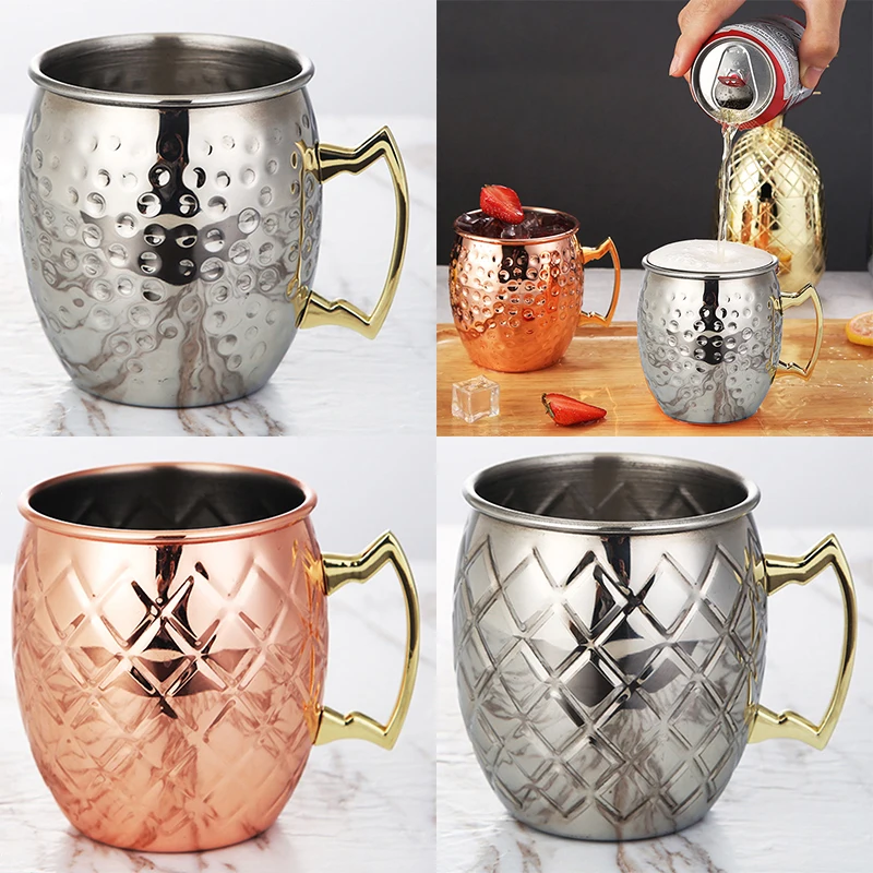 Stainless Steel 304 Mug Latticed / Hammered Style Drinking Cup 110cm High No Burr, No Hurt To Hands