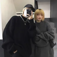 Autumn Winter Warm High-Neck Knitted T-Shirt Oversized Loose Style Solid Color Clothes 2022 New Simple Couple High-Quality Top
