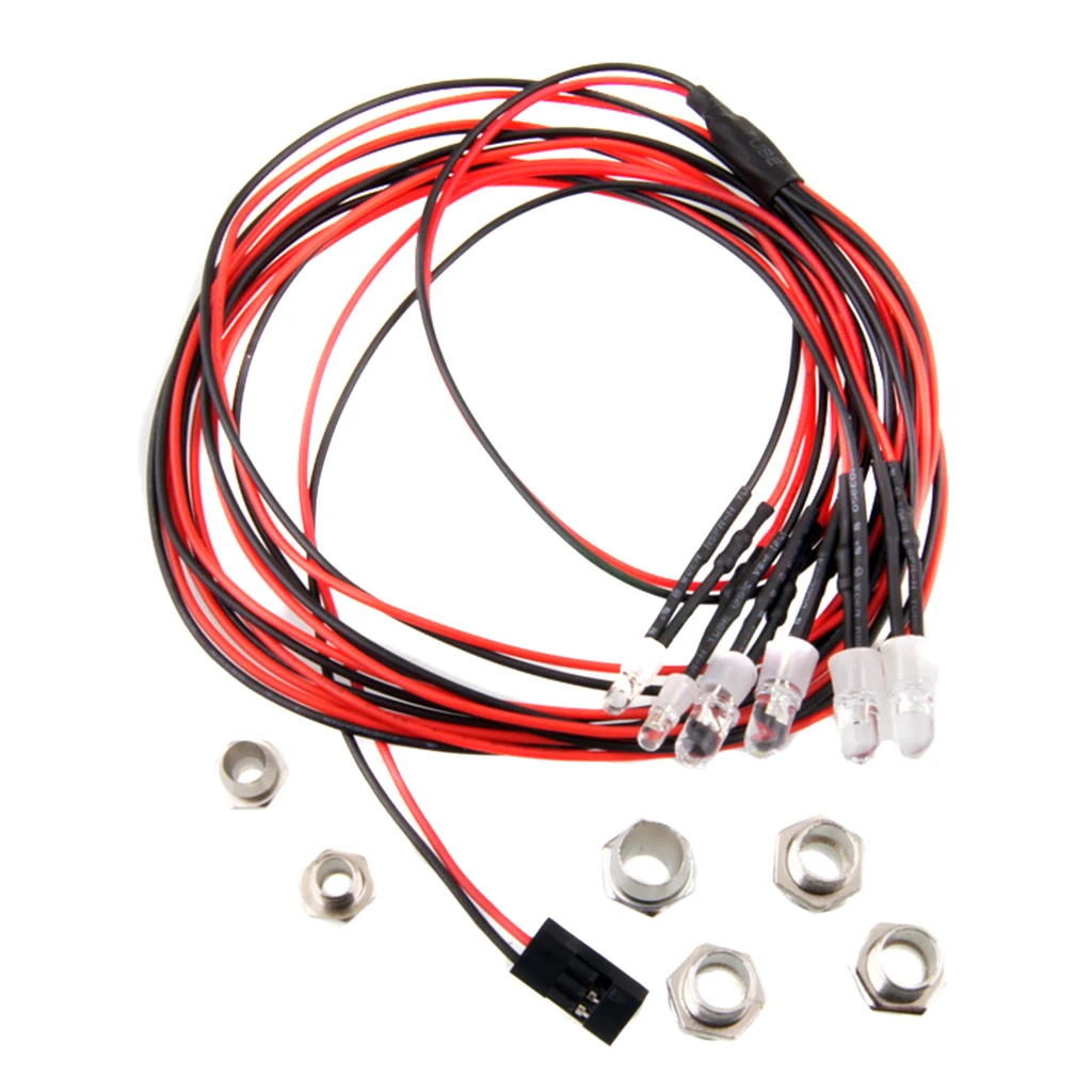 6pcs LED Light Headlight Kit for 1/5 1/8 1/10 1/12 1/16 RC Car Truck Model Accessories