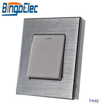 

Bingoelec 1 Gang 1 Way Push Switch EU Standard Mechanical Wall Switch Aluminum Panel Button Light Switch