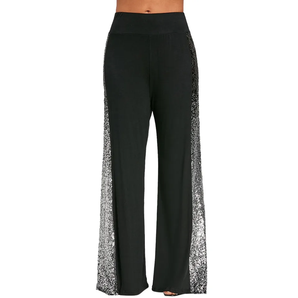 plus size wide leg sequin pants