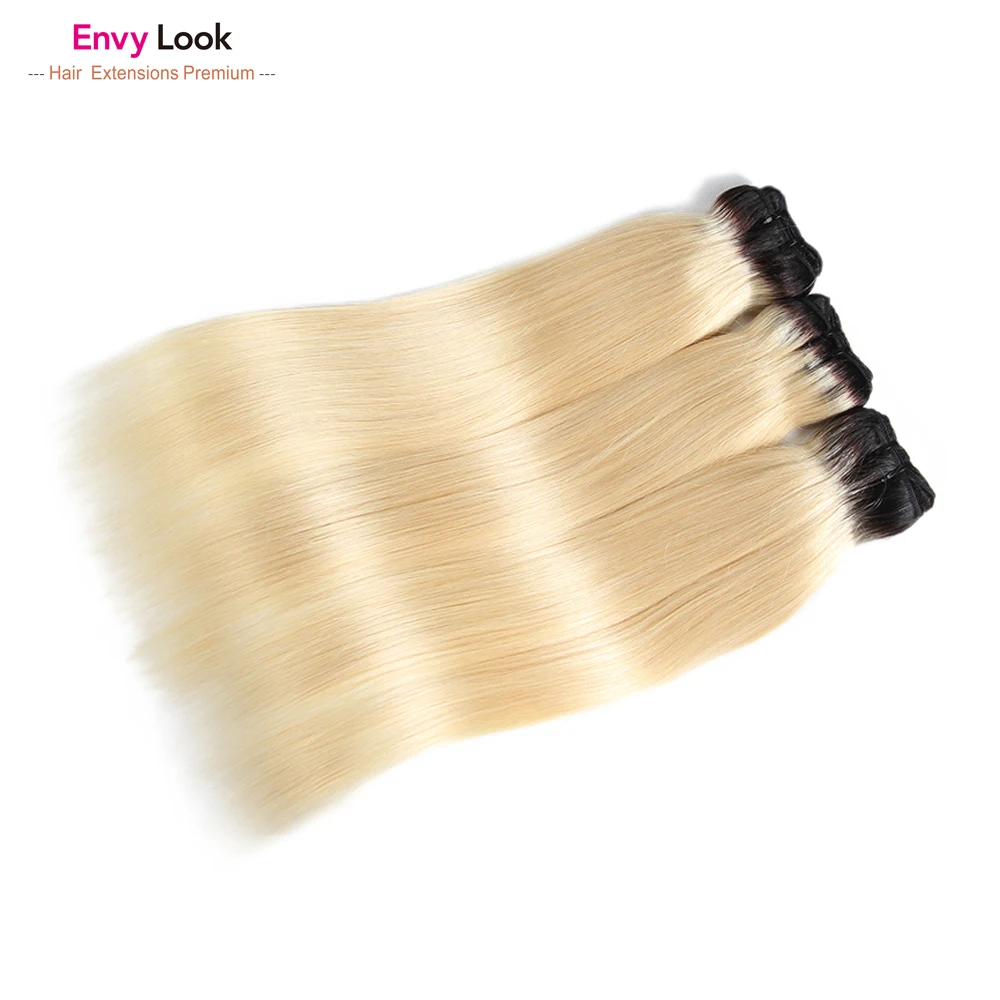 Envy Look Ombre 1B 613 бразильские пряди человеческих волос Remy с машинкой прямые 3 полный