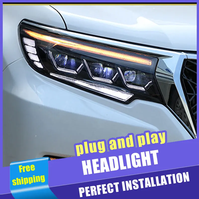 Billige 2PCS Auto Stil alle LED scheinwerfer für Toyota prado18 19 für prado kopf lampe LED DRL Objektiv Doppel Strahl H7 HID Xenon bi xenon objektiv