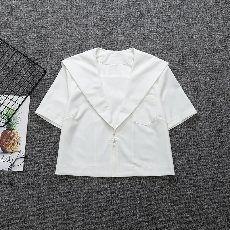 Japanese School Short Sleeve White Sailor Suit T-shirt Sapporo Lapel Kanto Kansai Lapel Nagoya JK Uniforms Basic Tops