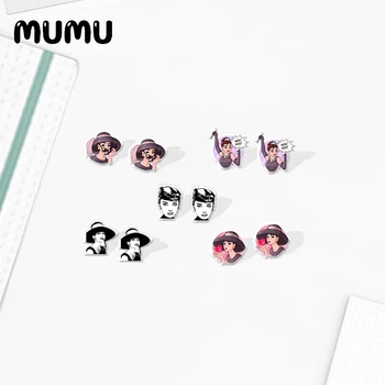 

2020 New Audrey Hepburn Earring Handmade Acrylic Earrings Star Resin Shrinky dinks Epoxy Jewelry Gifts Fan