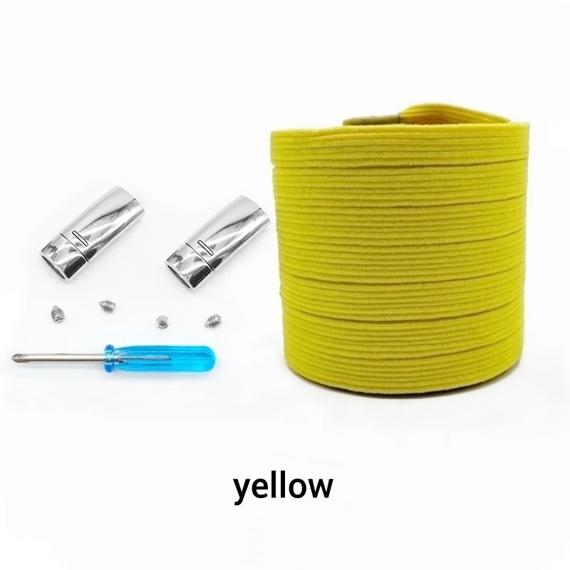 yellow Новинка, 1 пара, магнитные шнурки, эластичные шнурки для обуви, для детей и взрослых, плоские кроссовки, шнурки, металлические шнурки с быстрым замком, шнурки Z077 - Цвет: yellow
