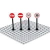 MOC City Traffic Parts 2x2 Road Sign Printed Tile 15210 30258 892 Compatible Street View Signpost Bulk Accessory Building Blocks 6