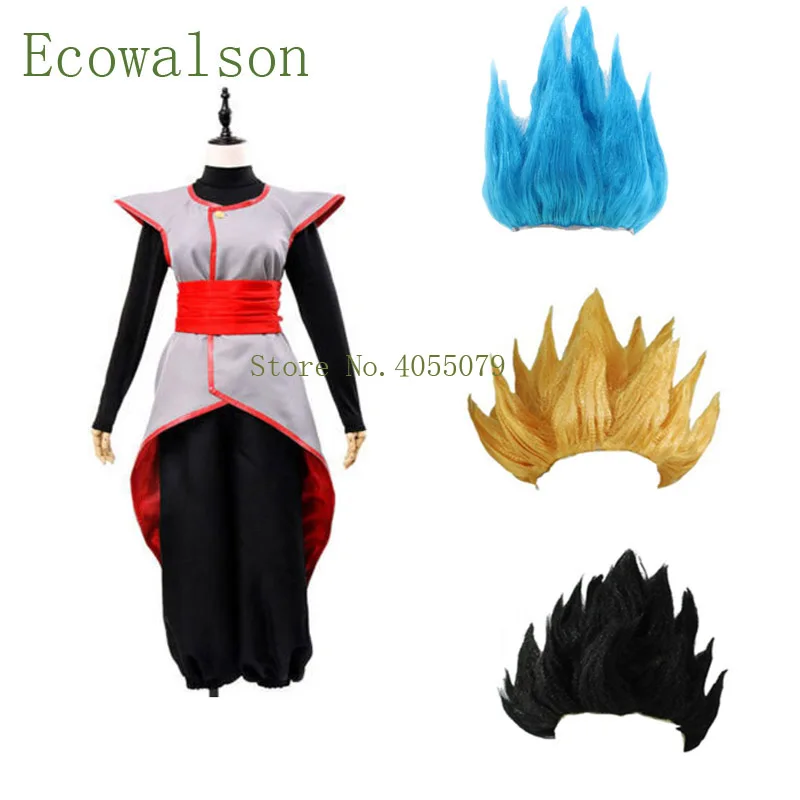 Dragon Ball Super Goku Black Zamasu Merged Potara Fusion Cosplay Costume With Black Blue Yellow Wig