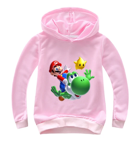 Детские толстовки с капюшоном «Super Mario Bros»; модные повседневные хлопковые толстовки для мальчиков и девочек; топы; детский пуловер; спортивная одежда; топы; подарок для детей - Цвет: color at picture