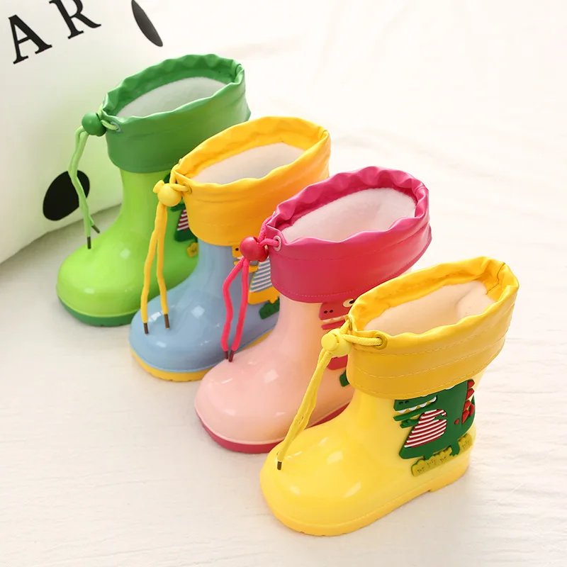 

Dinosaur CHILDREN'S Rain Boots Girls Men's Small CHILDREN'S Big Boy plus Velvet Baby Kids Rain Shoes Anti-slip 2-8-Year-Old Rain