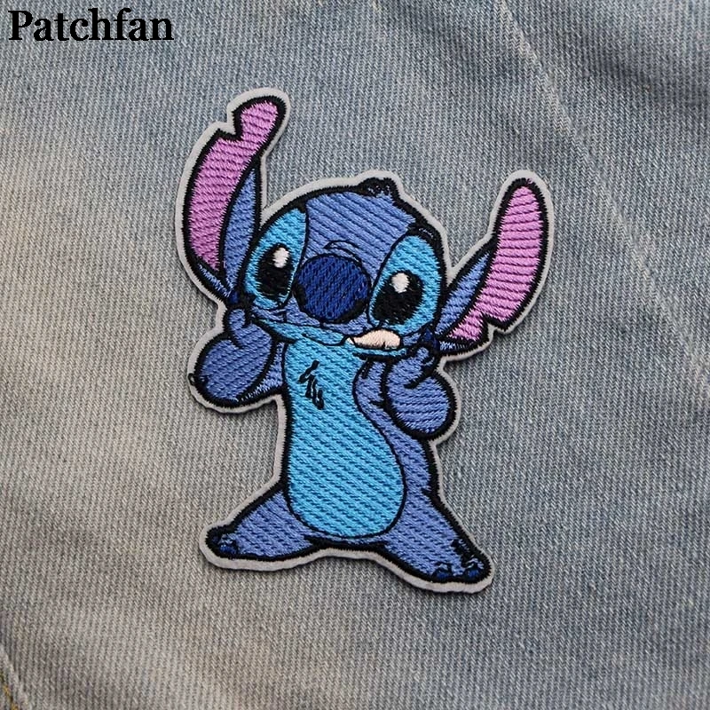 20 шт./лот Patchfan тематика «Лило и Стич» в мультипликационном стиле(«Железный На нашивки костюмы вышитые аксессуары для лоскутного шитья индивидуальные нашивки оптом A2313
