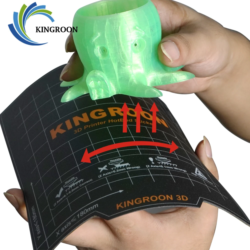Pces Kingroon Impressora Hotbed Adesivo Flexível Folha Magnética 180*180mm Impressão Construir Remoção Superfície Plataforma Cama Aquecida 2 Kp3s 3d - Imagem 6