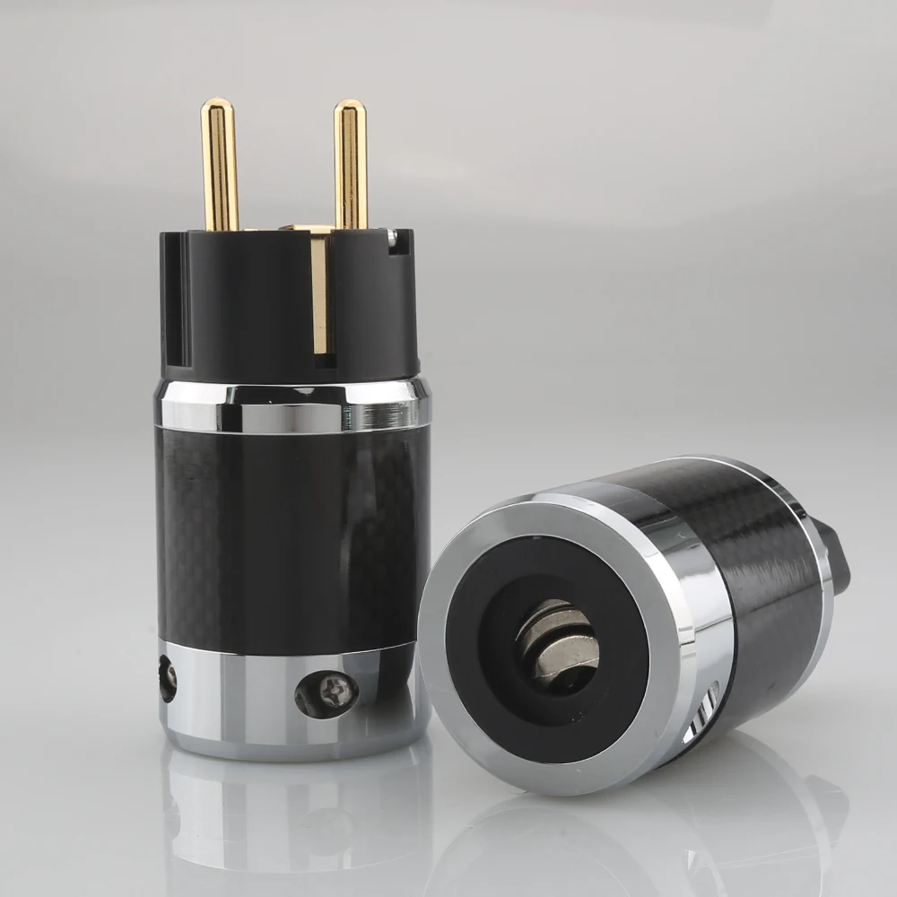 Plug de Alimentação Schuko com Cabo de Fibra de Carbono Iec de Graduação de Áudio Conector Fêmea Diy - Image 3