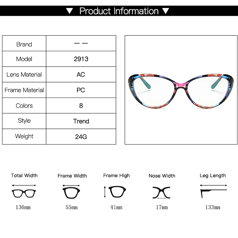 New Designer Woman Flower Optical Glasses Frame Vintage Floral Cat Eye Frame Clear lens Eyewear Black Red Eye Glasses