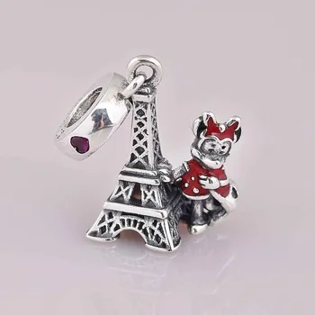 

Original Enamel Minnie Mouse Eiffel Tower Pendant Beads Fit 925 Sterling Silver Bead Charm Pandora Bracelet Bangle Diy Jewelry