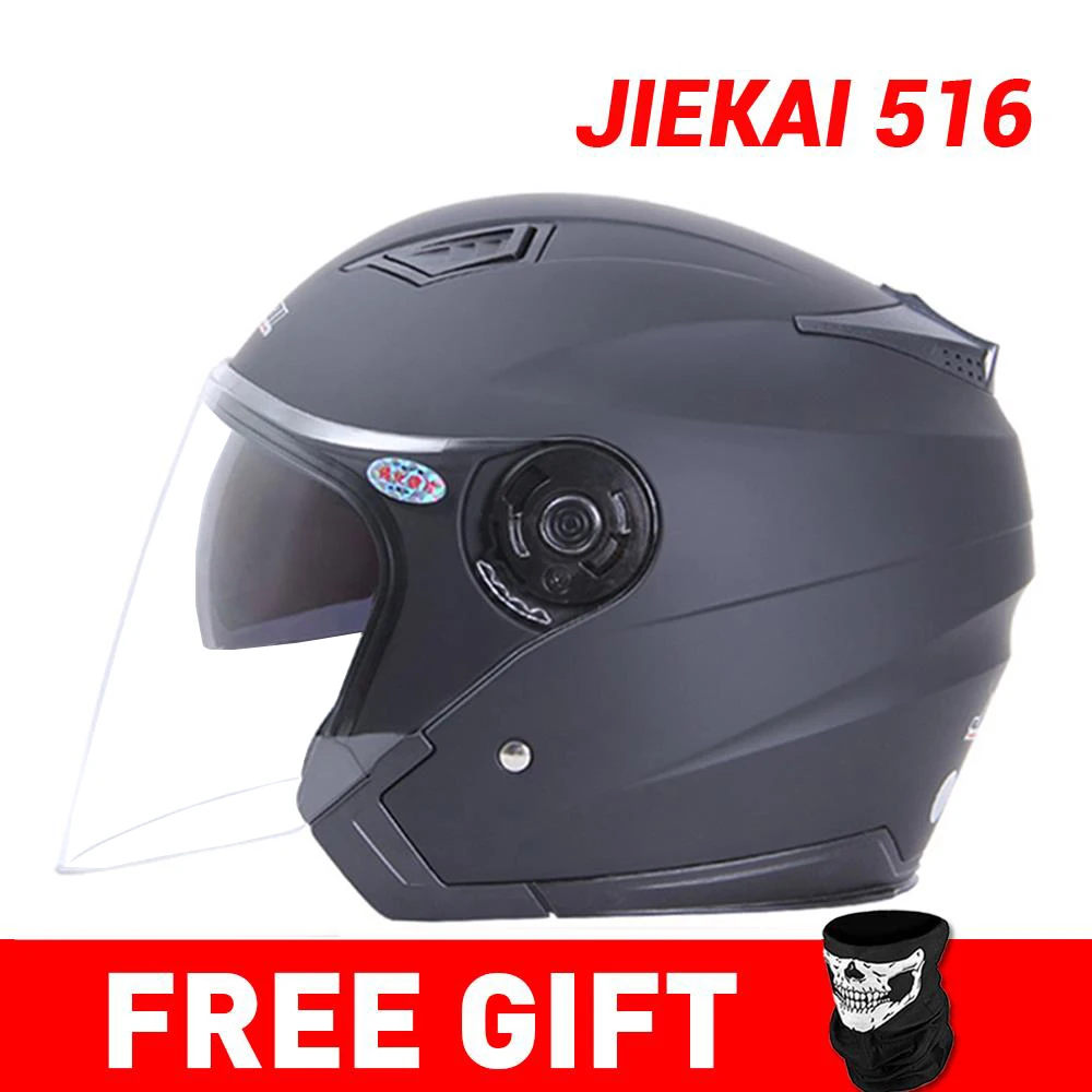 JK516-Matte Black 2 JIEKAI мотоциклетный шлем с открытым лицом Capacete мотоциклетный шлем Motocicleta Cascos Para мото гоночные мотоциклетные винтажные шлемы - Цвет: JK516-Matte Black 2