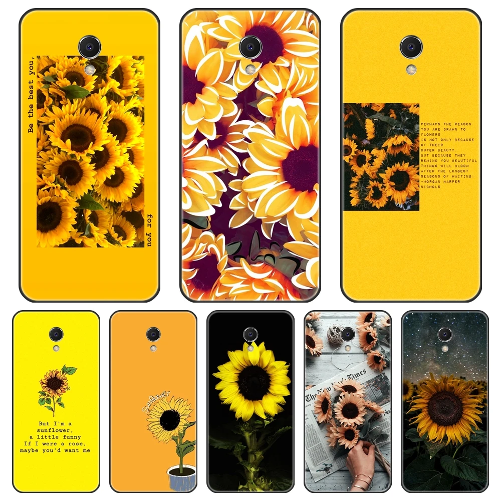 Желтый чехол с подсолнухами для Meizu M2 M3 M3S M5 M5C M5S M6 M6S M6T мягкий силиконовый телефона