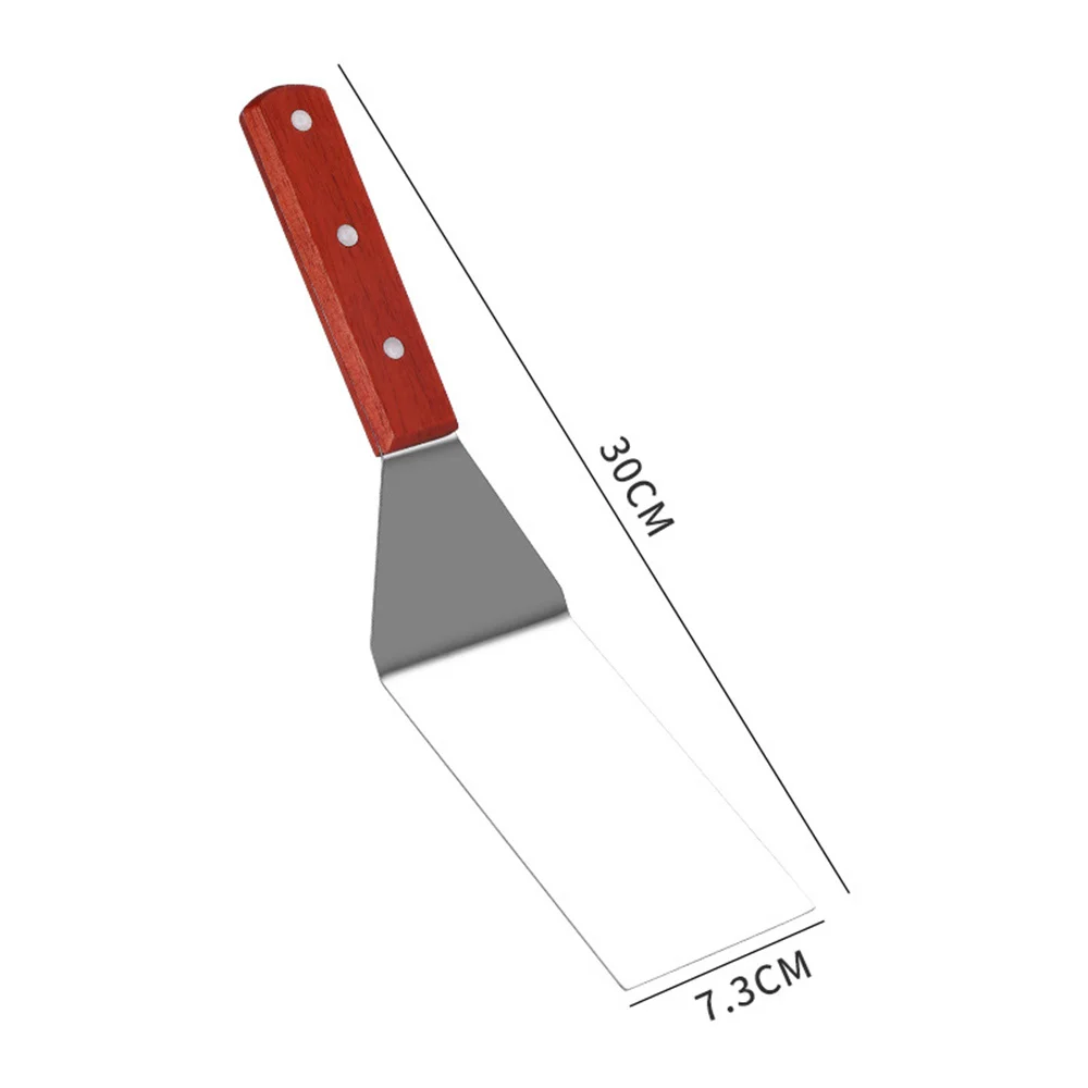 Metal Spatula For Cast Iron Skillet Stainless Steel Grill Spatula Slotted Turner Fish With Wood Handle