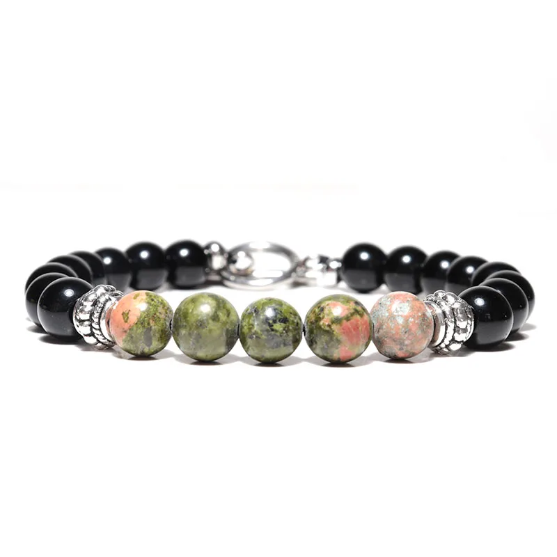 Epidote Stone Модная обувь ручной работы Натуральный камень Bosidian браслет Нержавеющая сталь от мала "кошачьего глаза" для Для мужчин ювелирные браслеты Homme - Окраска металла: Epidote Stone