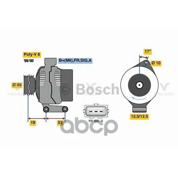 0986080440 BOSCH ГЕНЕРАТОР 14V, 105A