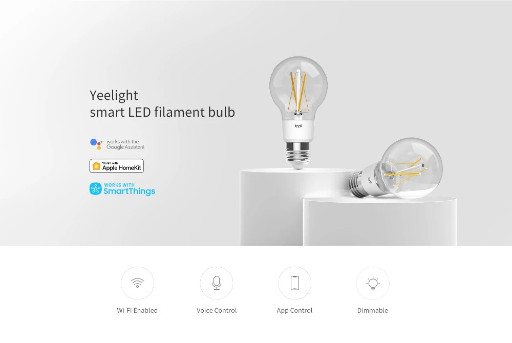 Original Yeelight Smart LED Bulb E27 6W Home Life Filament Light Wifi Remote Control Work With Mijia APP Google Assistant Alexa