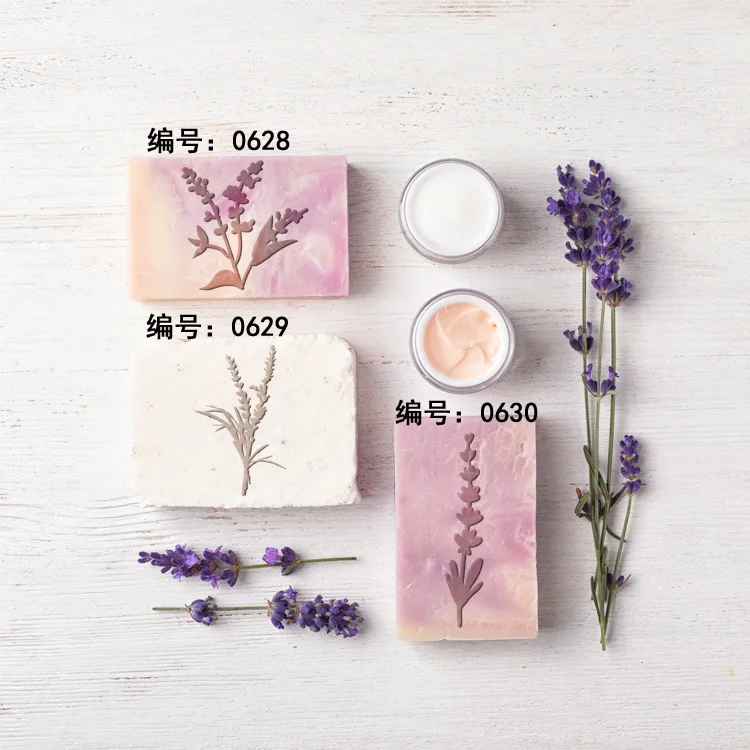 

Free delivery manual HANDMADE acrylic SOAP transparent seal mold seal diy 3pc Lavender pattern 4cm plexiglass
