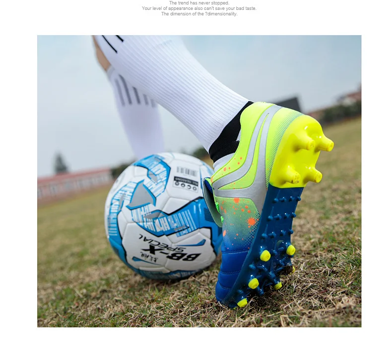 Мужские футбольные бутсы Бутсы длинные шипы TF шипы лодыжки высокие кроссовки Мягкий Крытый газон футбол в футзале обувь
