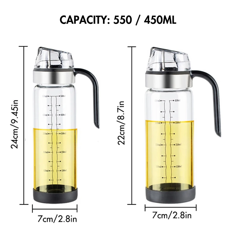 550Ml Olive Oil Dispenser Bottle With Rubber Base - Glass Oil &Amp; Vinegar Cruet With No-Drip Pourers, Easy Refill And Cleaning 13 550Ml Olive Oil Dispenser Bottle With Rubber Base - Glass Oil &Amp; Vinegar Cruet With No-Drip Pourers, Easy Refill And Cleaning