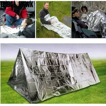 Outdoor Portable Emergency Survival Rescue Blanket First Aid Fireproof Windproof Waterproof Awning Curtain Tents Sun Shelters 3